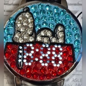 Peanuts Snoopy LED Digital Watch  Black Leather Wrist Band Kids Red White Blue